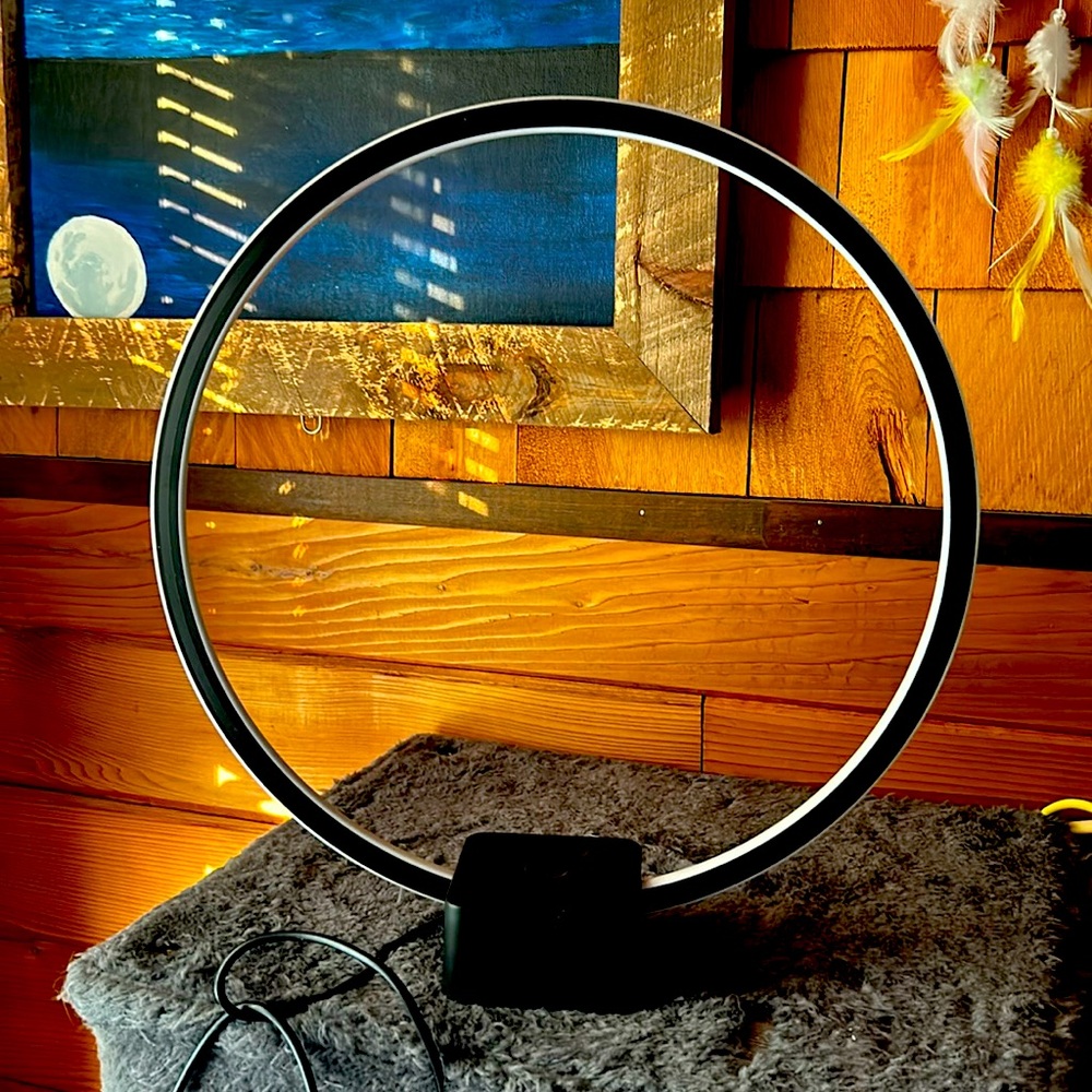 Brightech Circle 15 Black Modern LED Table Lamp with USB Port